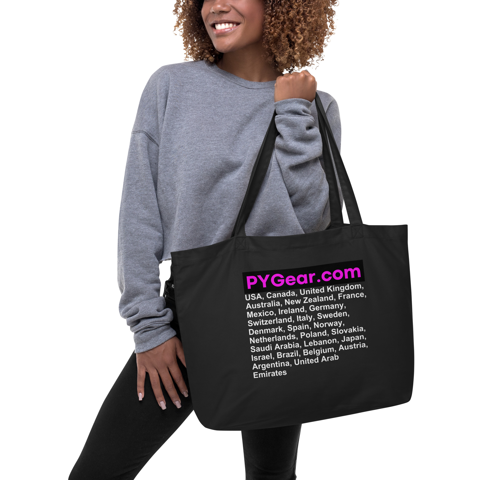 PYGear.com WorldWide Countries Large organic tote bag (Design on Both Sides) - Image 4