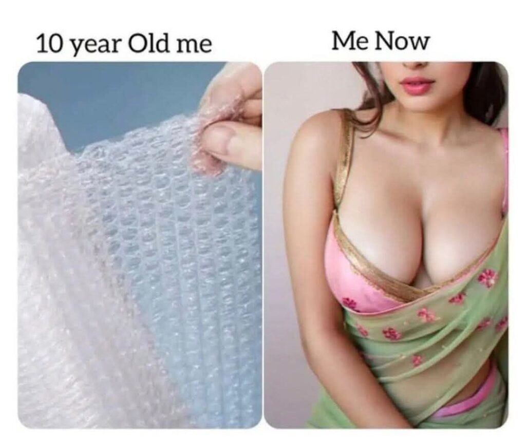 10 years old me vs Me Now - Big Boobs cleavage meme