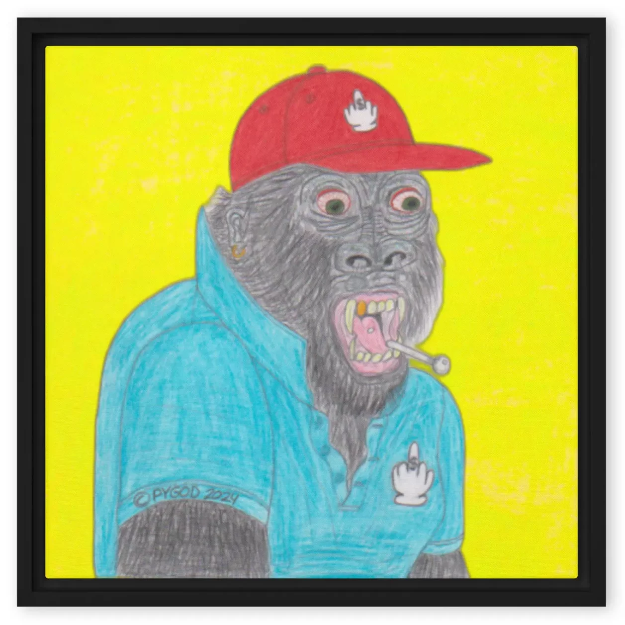 Horny Ape Social Club NFT (No Fucks Taken) #1 Framed Canvas