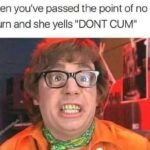When you've passed the point of no return and she yells DONT CUM - Austin Powers meme