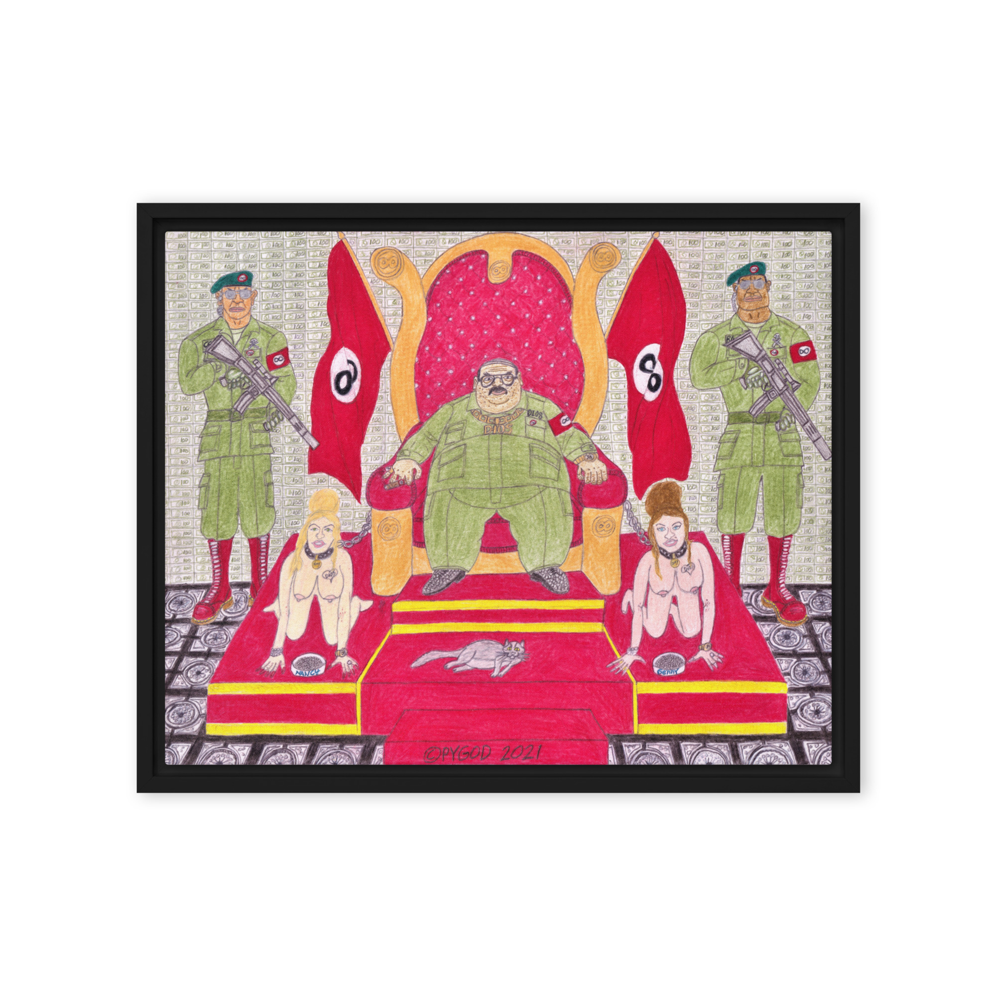 BILLIONAIRE NARCO-DICTATOR Framed Canvas Print (20″x16″) Ready to Hang