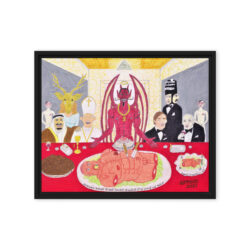 THE ILLUMINATI SUPPER Framed Canvas Print (20″x16″) Ready to Hang