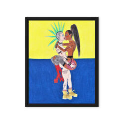 EDGY CHICKS MAKING OUT Framed Canvas Print (16″x20″) Ready to Hang