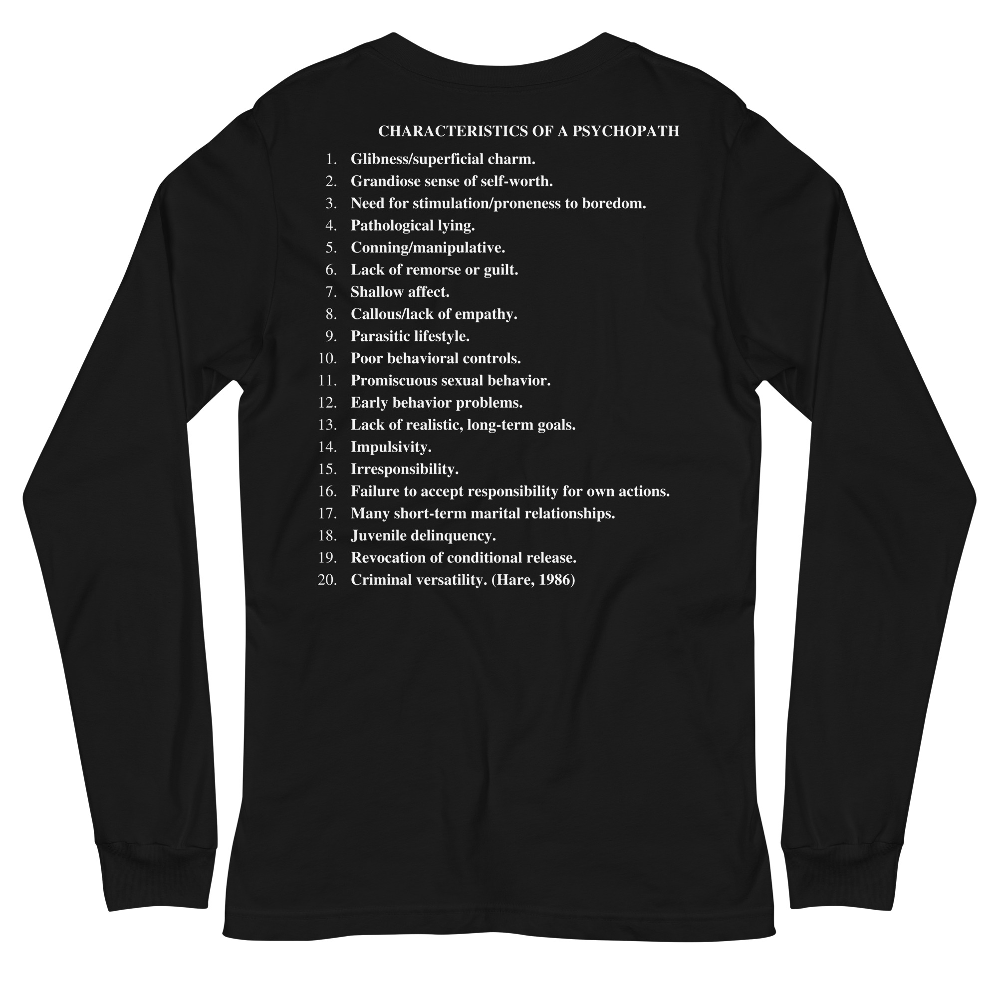 PSYCHOPATH Checklist Long Sleeve Shirt - Image 2