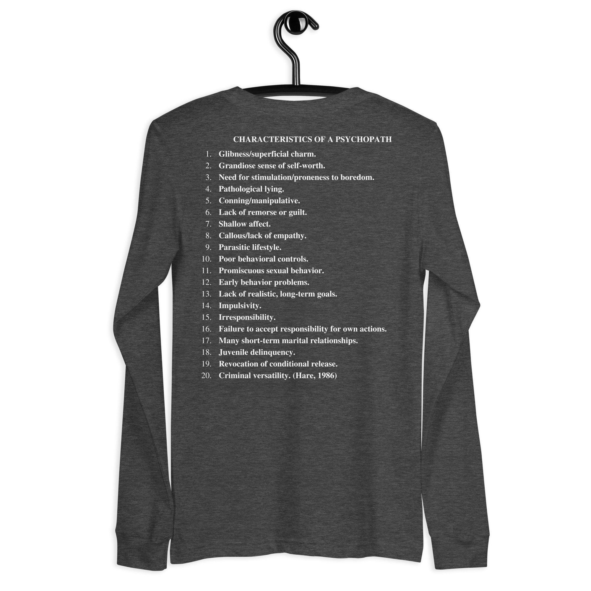 PSYCHOPATH Checklist Long Sleeve Shirt - Image 9