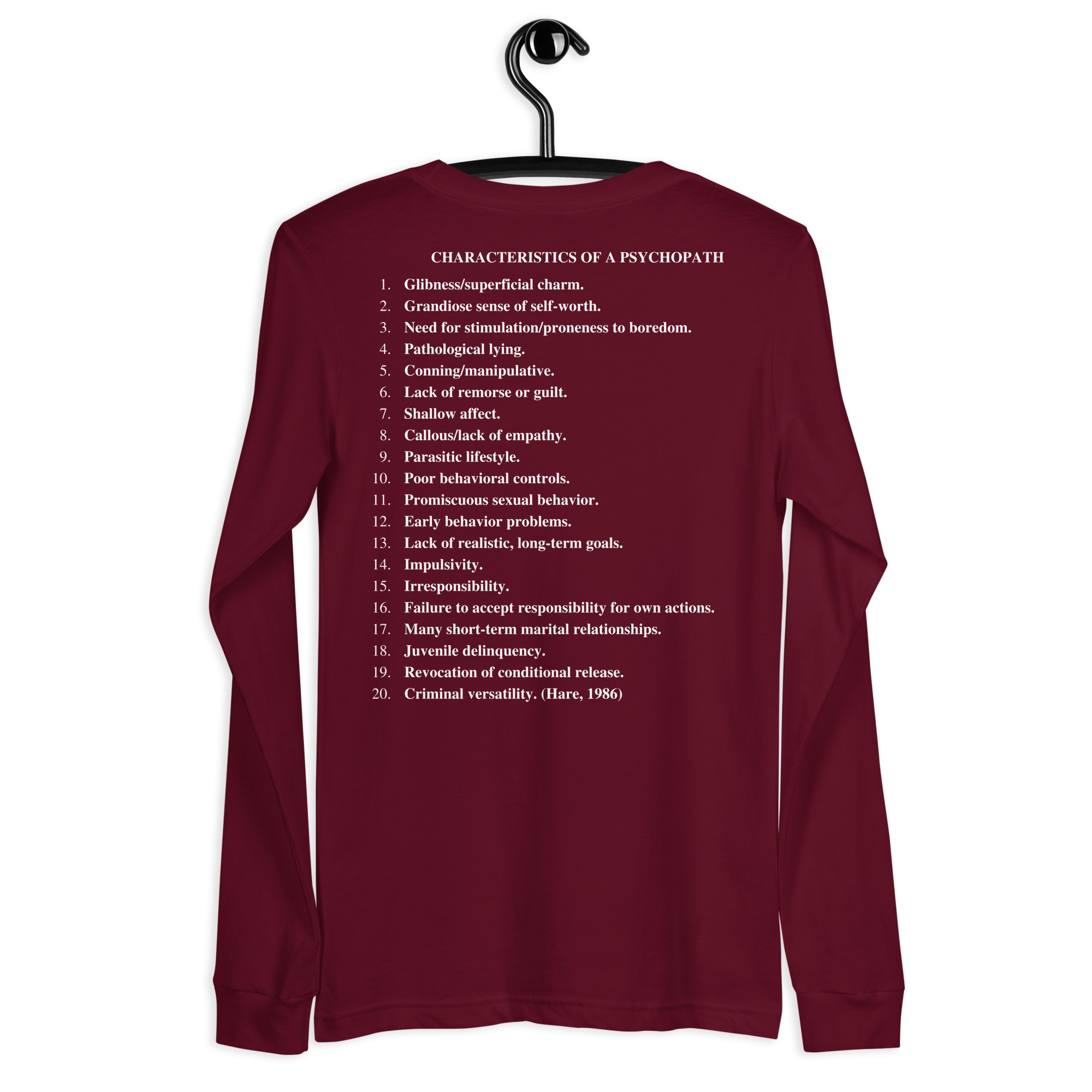 PSYCHOPATH Checklist Long Sleeve Shirt - Image 6