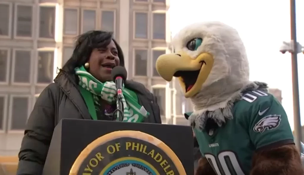 Mayor-Cherelle-Parker-Swoop-Eagles Lets Go ELGSES chant