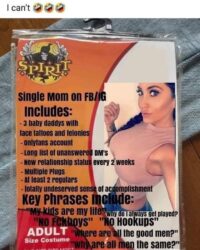 Single Mom on FB IG - Halloween Spirit meme