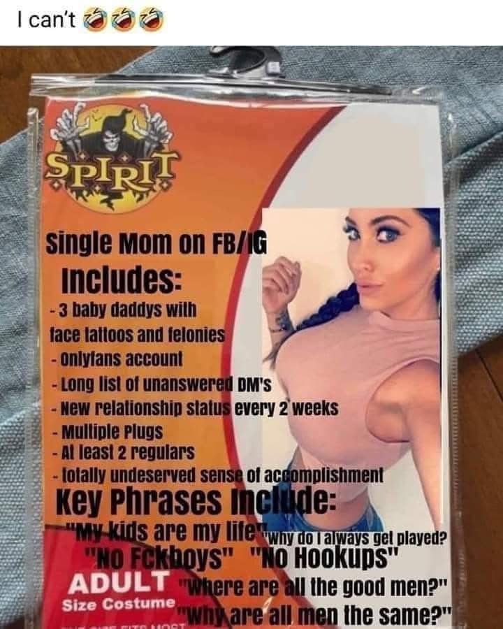 Single Mom on FB IG - Halloween Spirit meme