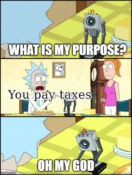 What is my purpose meme - you exist to pay taxes