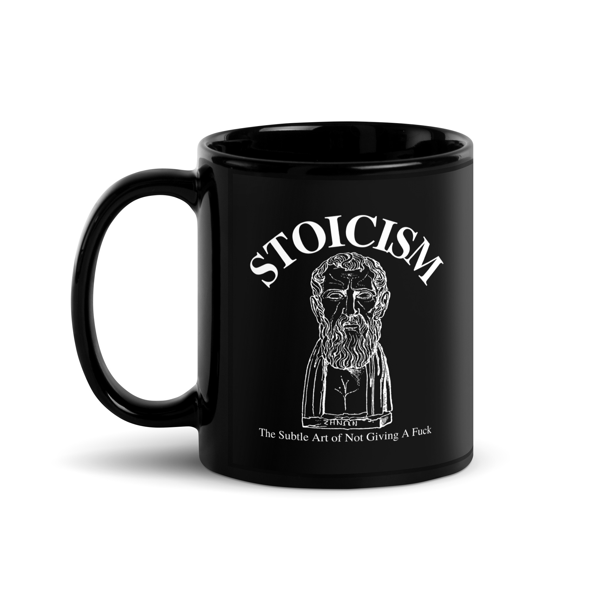 STOICISM The Subtle Art of Not Giving A Fuck – Zeno of Citium Black Coffee Mug - Image 2