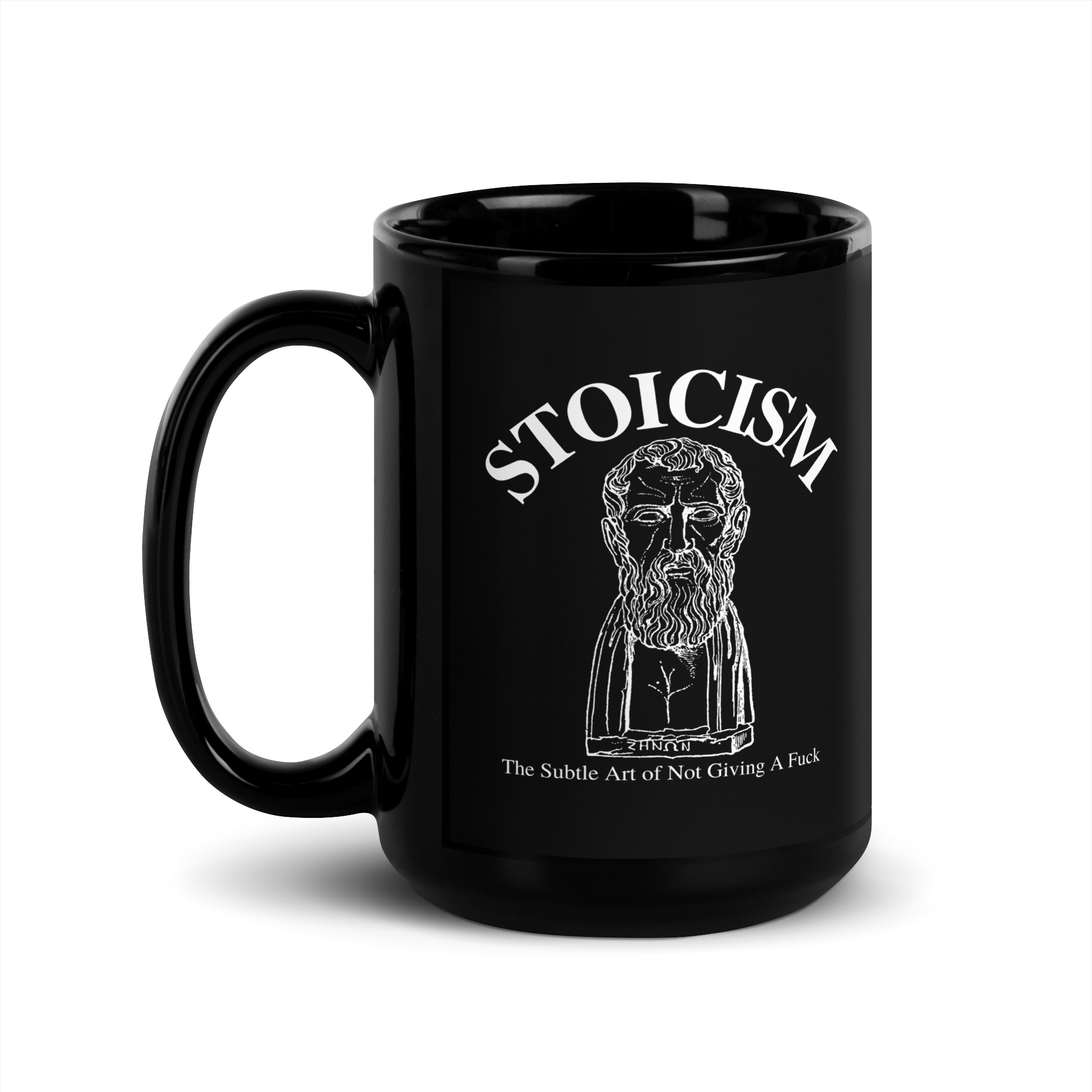 STOICISM The Subtle Art of Not Giving A Fuck – Zeno of Citium Black Coffee Mug - Image 4