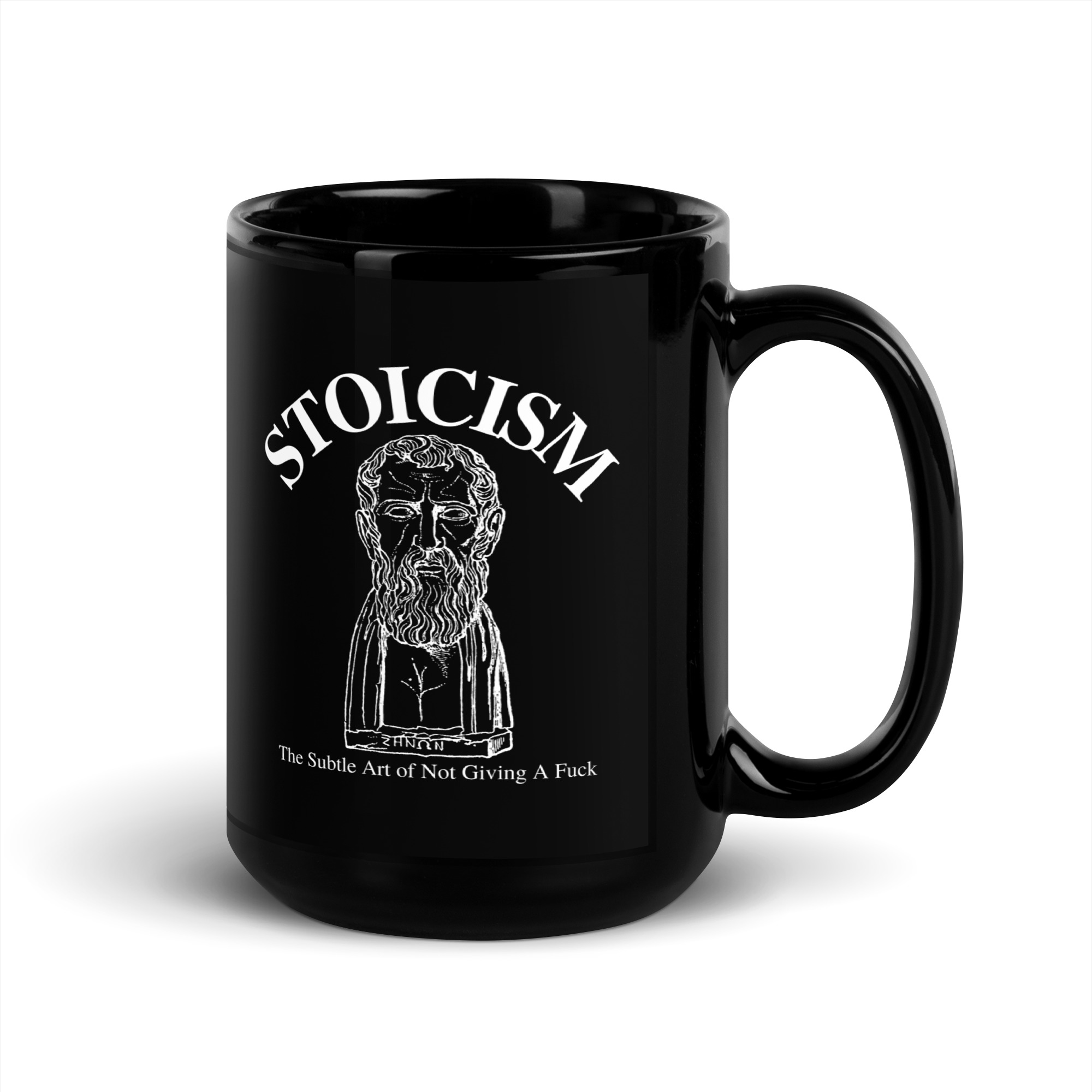 STOICISM The Subtle Art of Not Giving A Fuck – Zeno of Citium Black Coffee Mug - Image 5