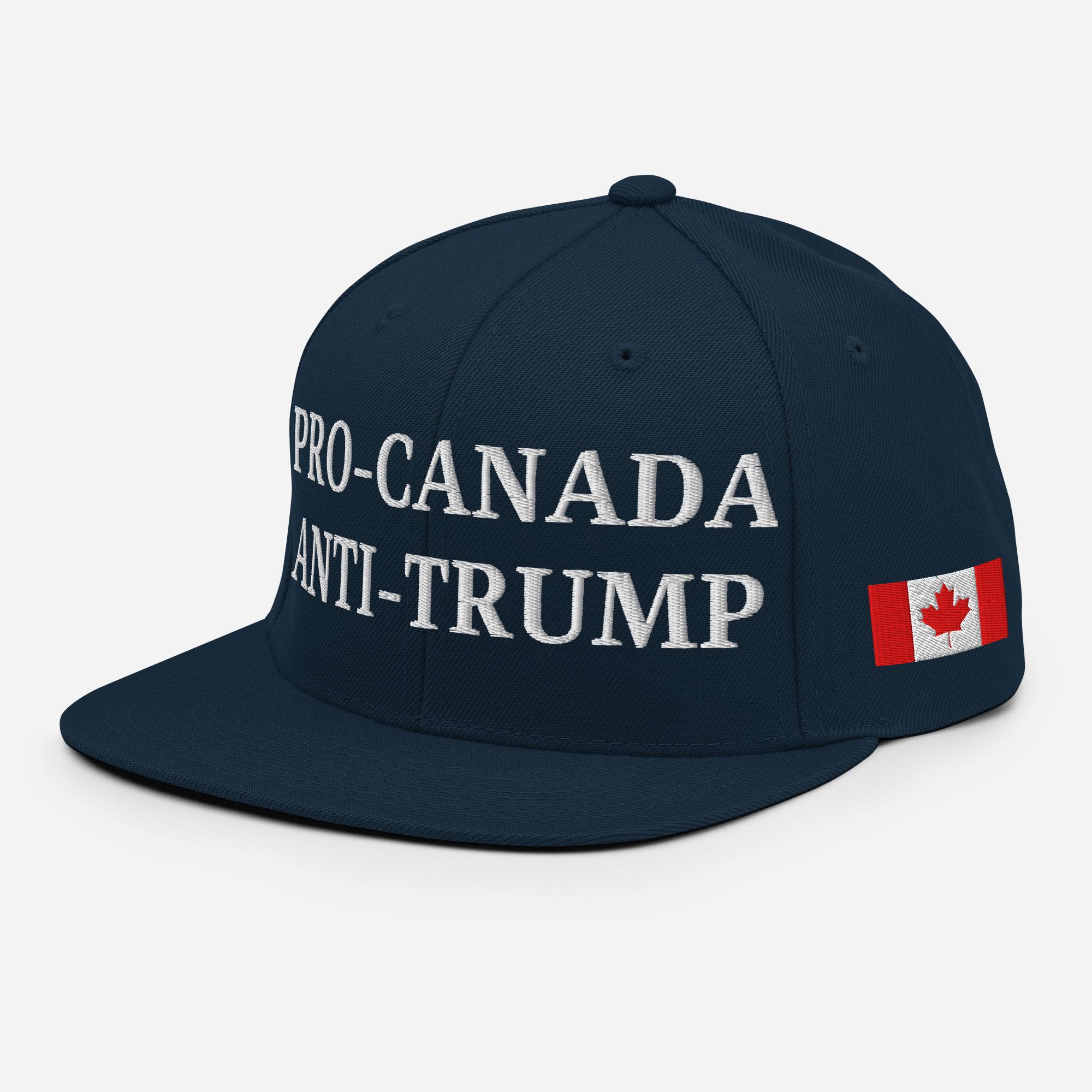PRO-CANADA ANTI-TRUMP Canada Flag Trump Strikethrough Snapback Hat