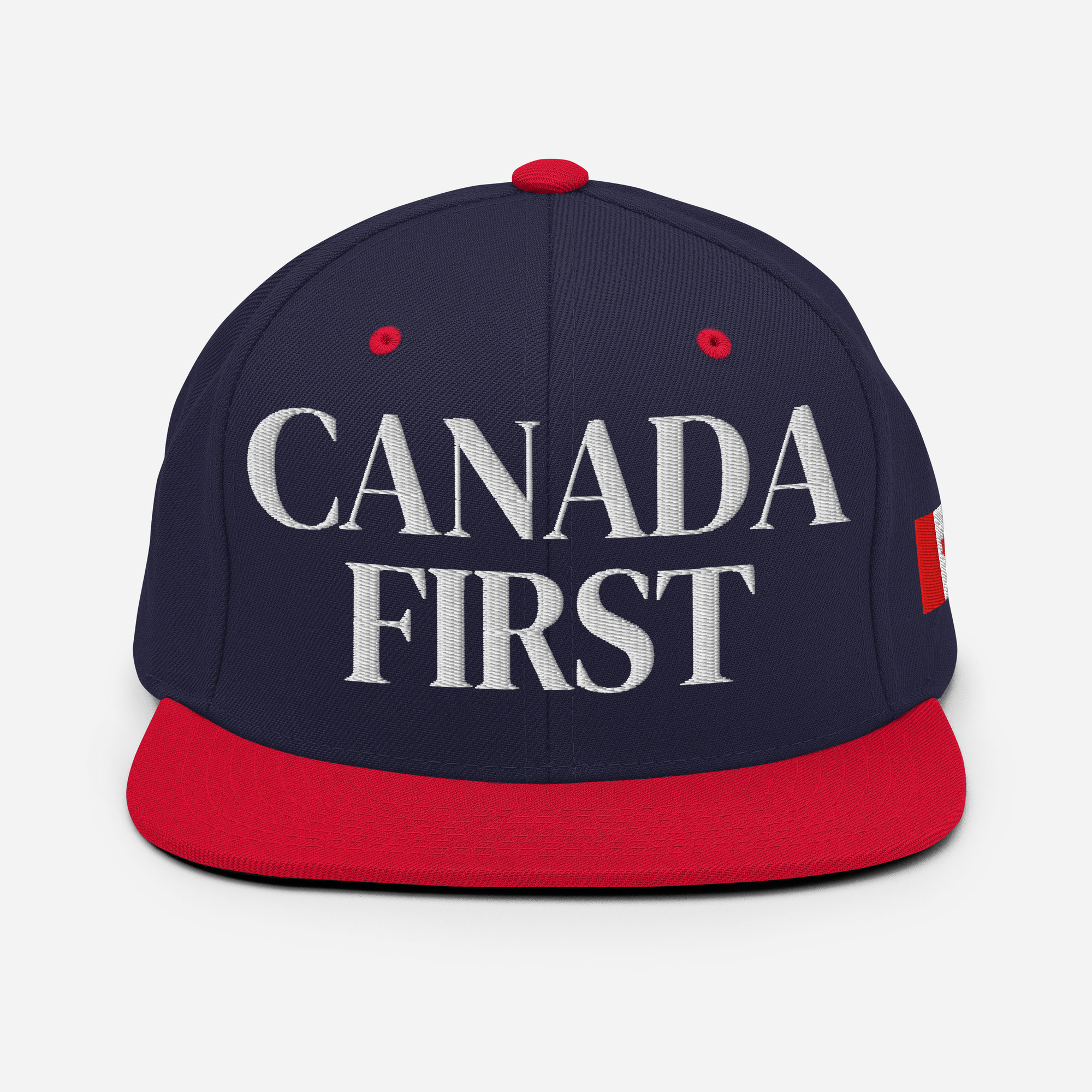 CANADA FIRST Canadian Flag Embroidered Adjustable Flat Bill Snapback Cap, Multiple Colors - Image 2