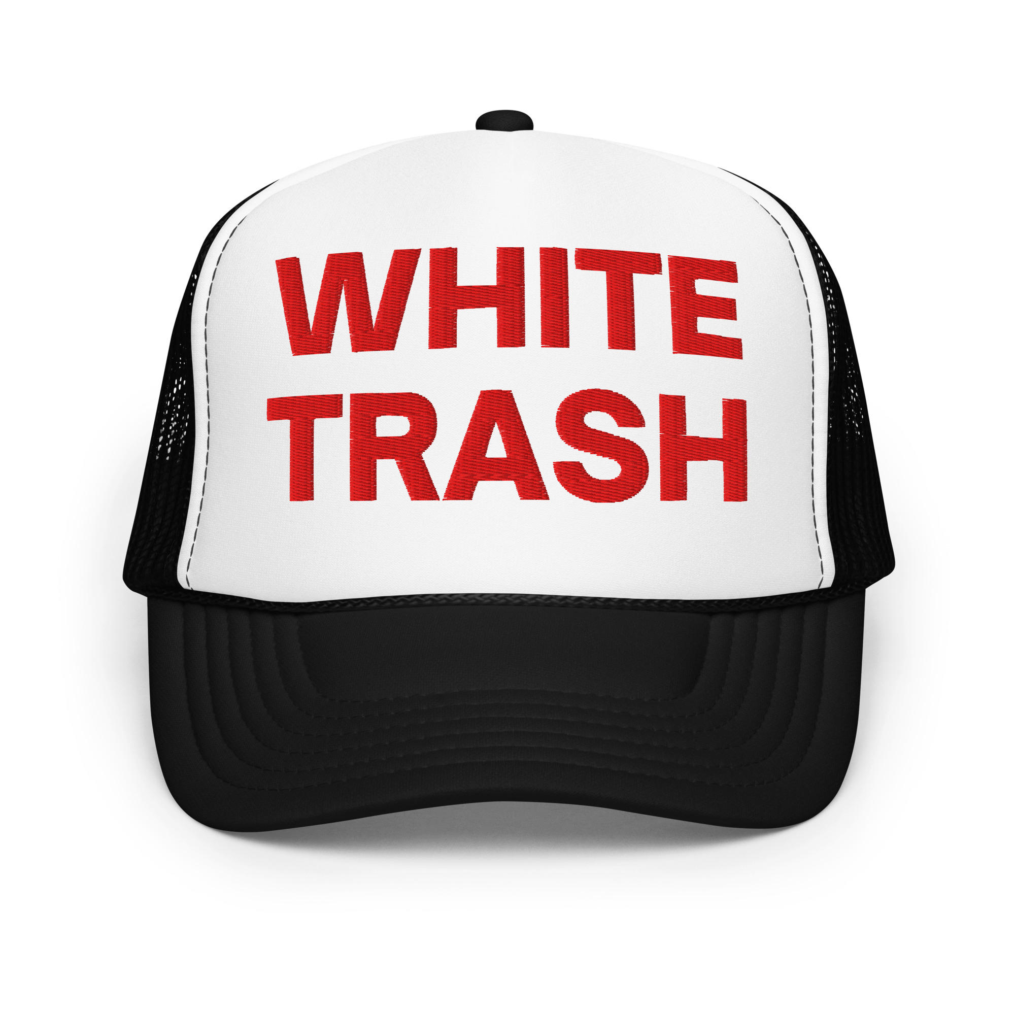 WHITE TRASH Foam Trucker Hat (Embroidered) - Image 8