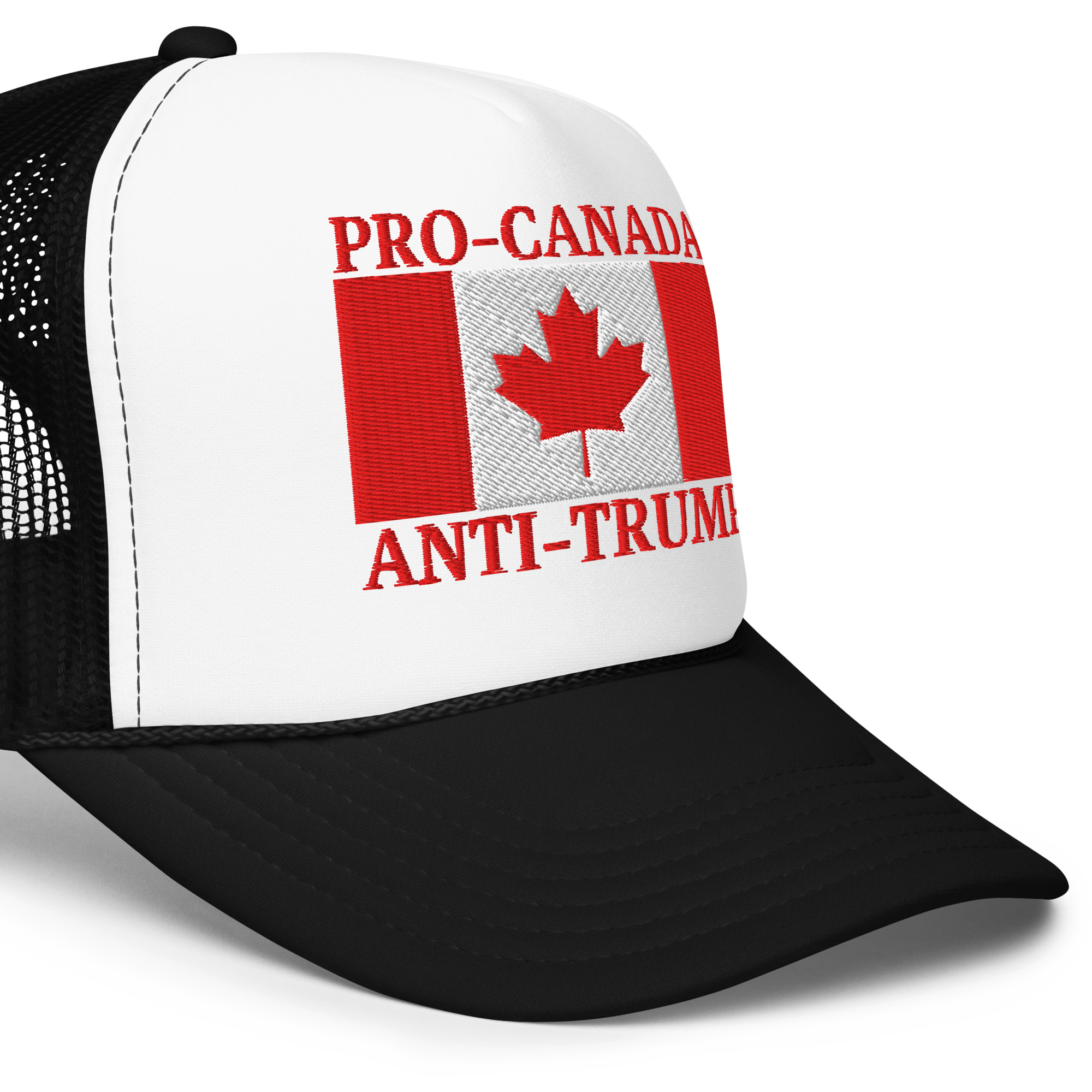 PRO-CANADA ANTI-TRUMP Embroidered Trucker Hat | Canadian Flag - Image 2