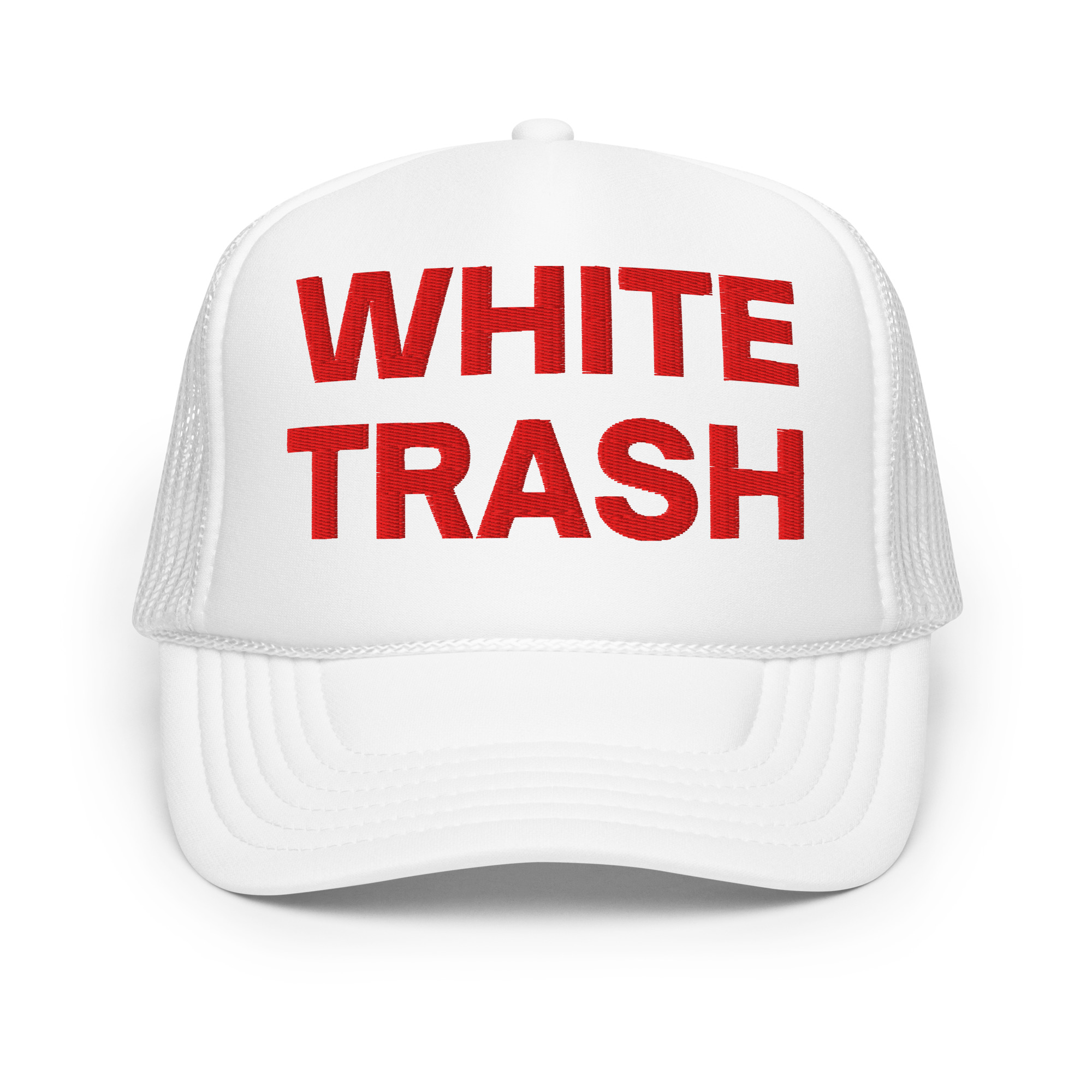 WHITE TRASH Foam Trucker Hat (Embroidered) - Image 9