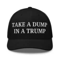 Alternative view of Take a DUMP In a TRUMP Trucker Hat | Orange Porta Potty colors