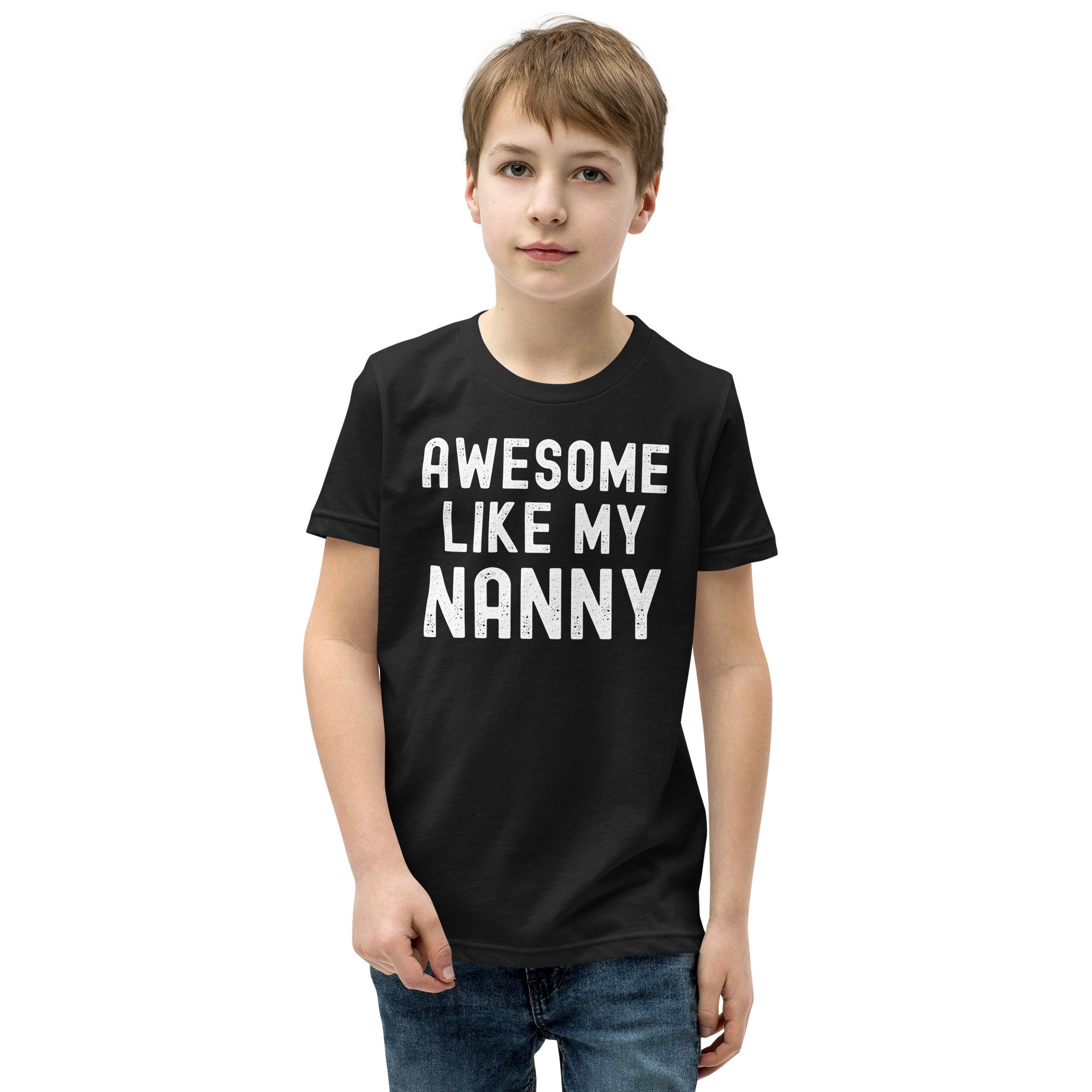 AWESOME LIKE MY NANNY (Distressed Font) Youth T-Shirt - Image 2