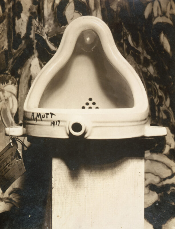 Marcel Duchamp, 1917, Fountain, photograph by Alfred Stieglitz (urinal in a museum)
