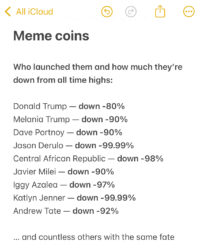 Meme coins aka Shit coins