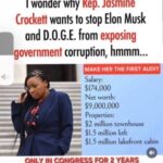 Millionaire US Congress Rep. Jasmine Crockett wants to stop Elon Musk and DOGE from exposing government corruption