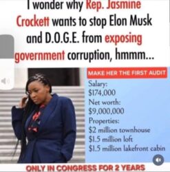 Millionaire US Congress Rep. Jasmine Crockett wants to stop Elon Musk and DOGE from exposing government corruption