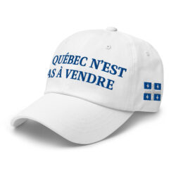 Casquette ‘Le Québec N’est Pas À Vendre’ | Drapeau du Québec (Texte en bleu)