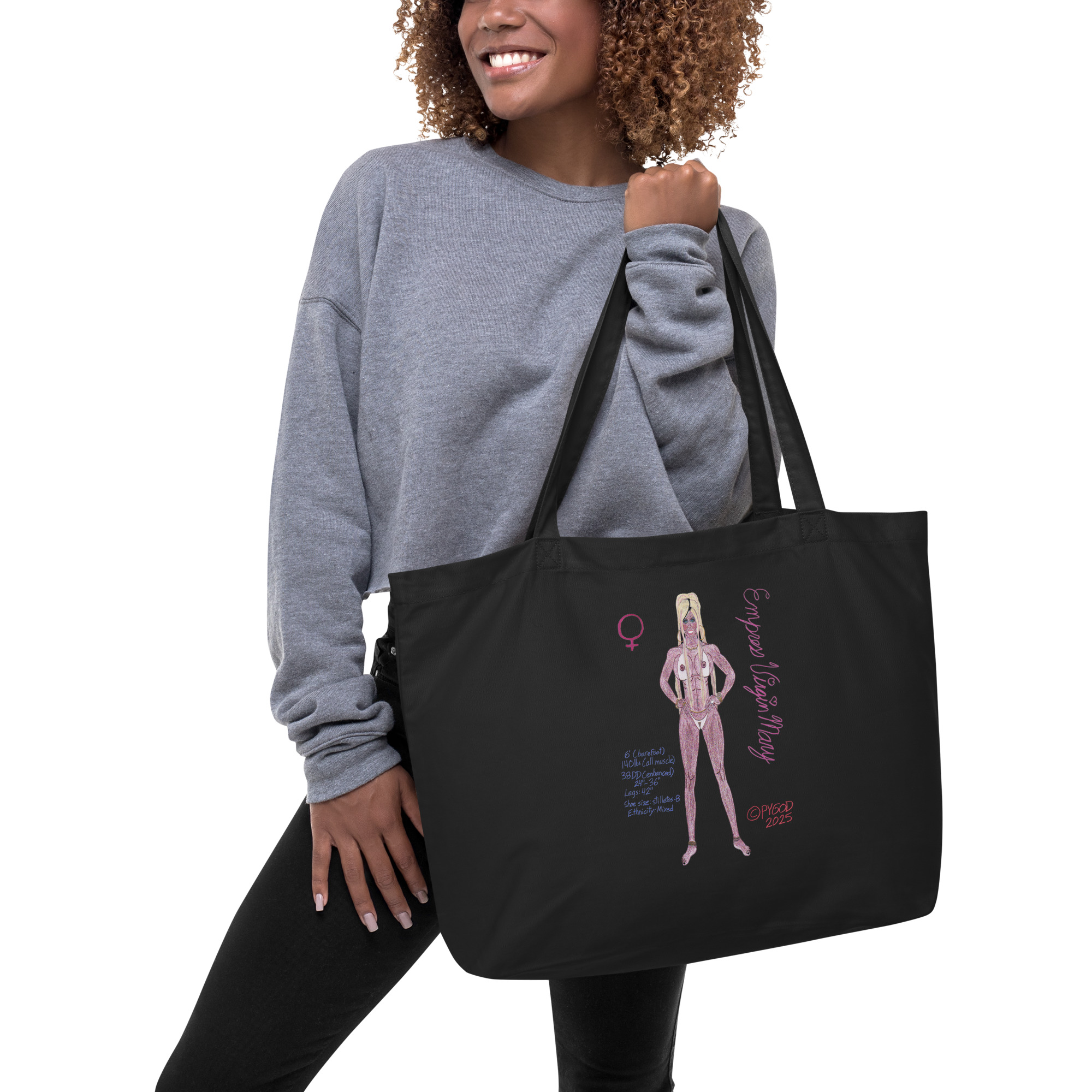 FEMINITY & MASCULINITY Large 100% ORGANIC Tote Bag - Image 3