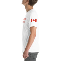 Alternative view of MAKE CANADA GREAT AGAIN | Canadian Flag Left Sleeve T-Shirt (Red Font version)