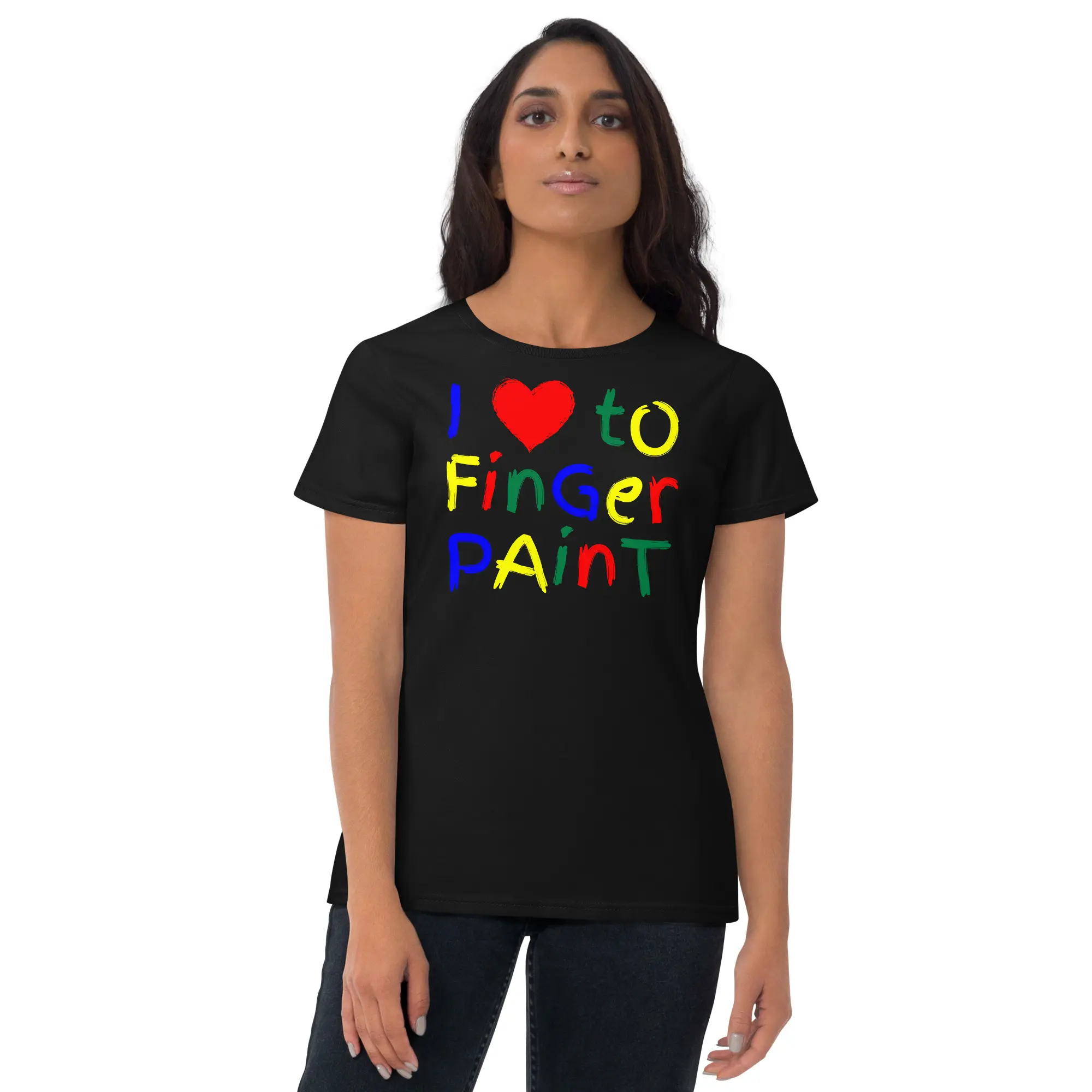 I Love To Finger Paint Women's T-Shirt (Matching Couple Tee with I’m Paint) - Image 3