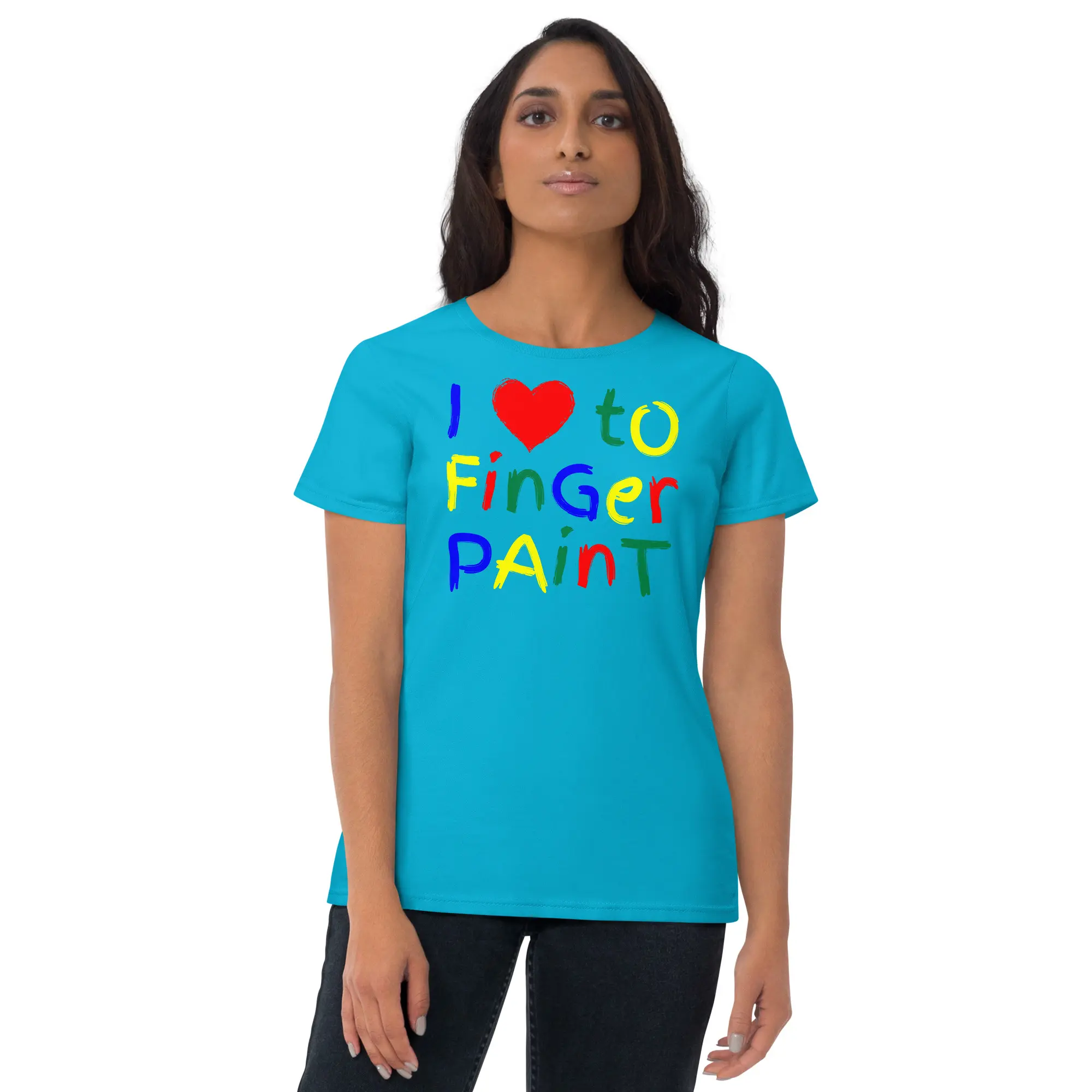I Love To Finger Paint Women's T-Shirt (Matching Couple Tee with I’m Paint) - Image 6