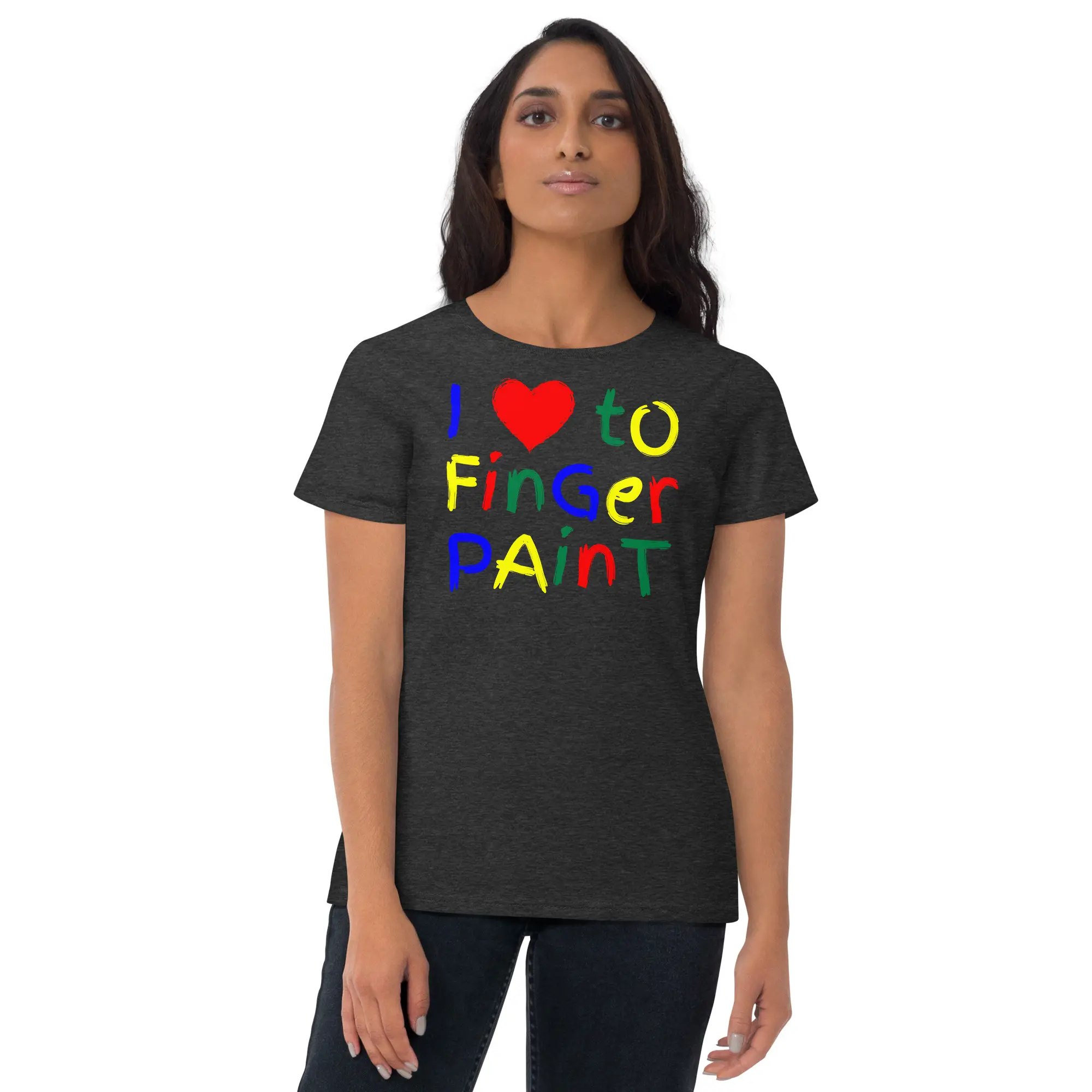 I Love To Finger Paint Women's T-Shirt (Matching Couple Tee with I’m Paint) - Image 4