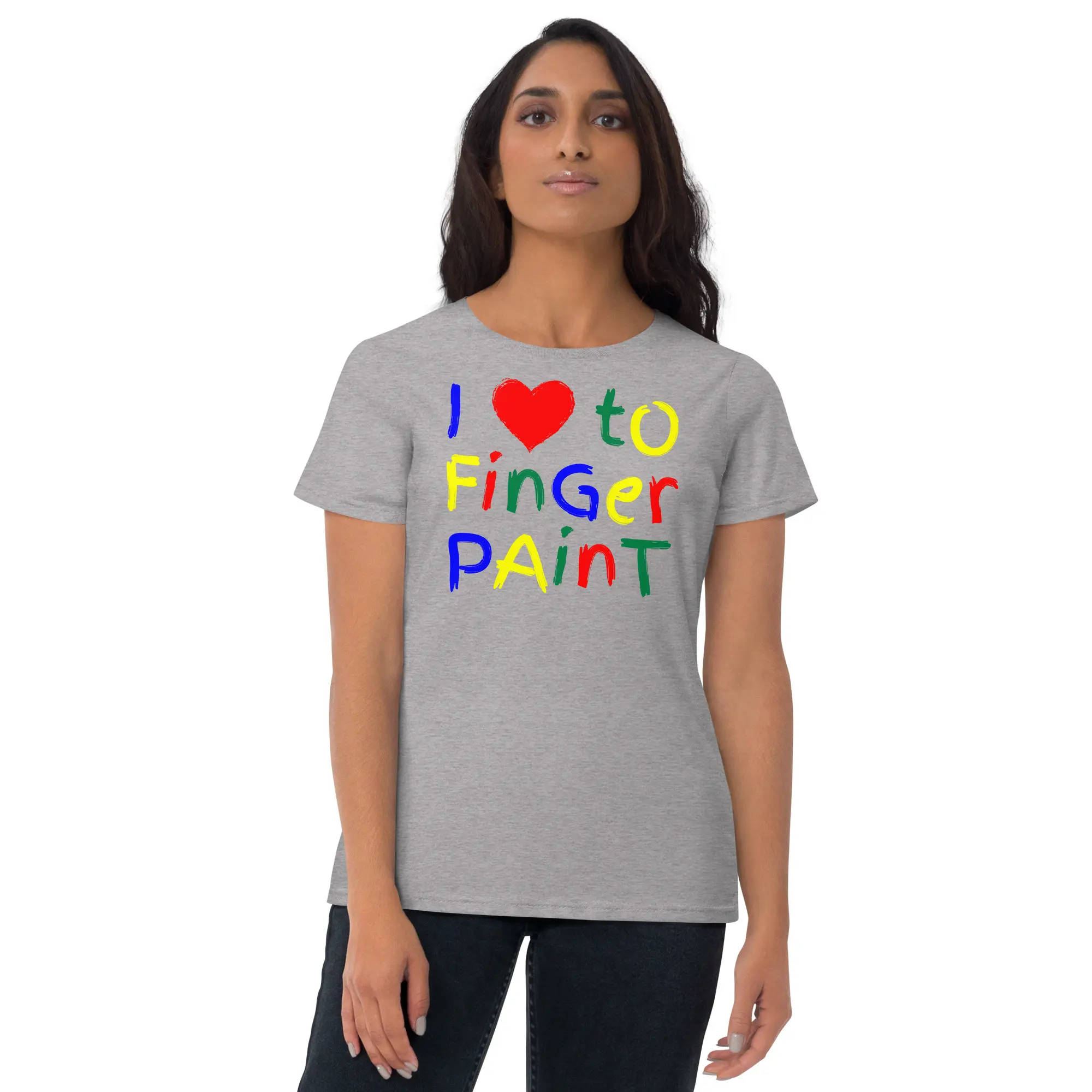 I Love To Finger Paint Women's T-Shirt (Matching Couple Tee with I’m Paint) - Image 5