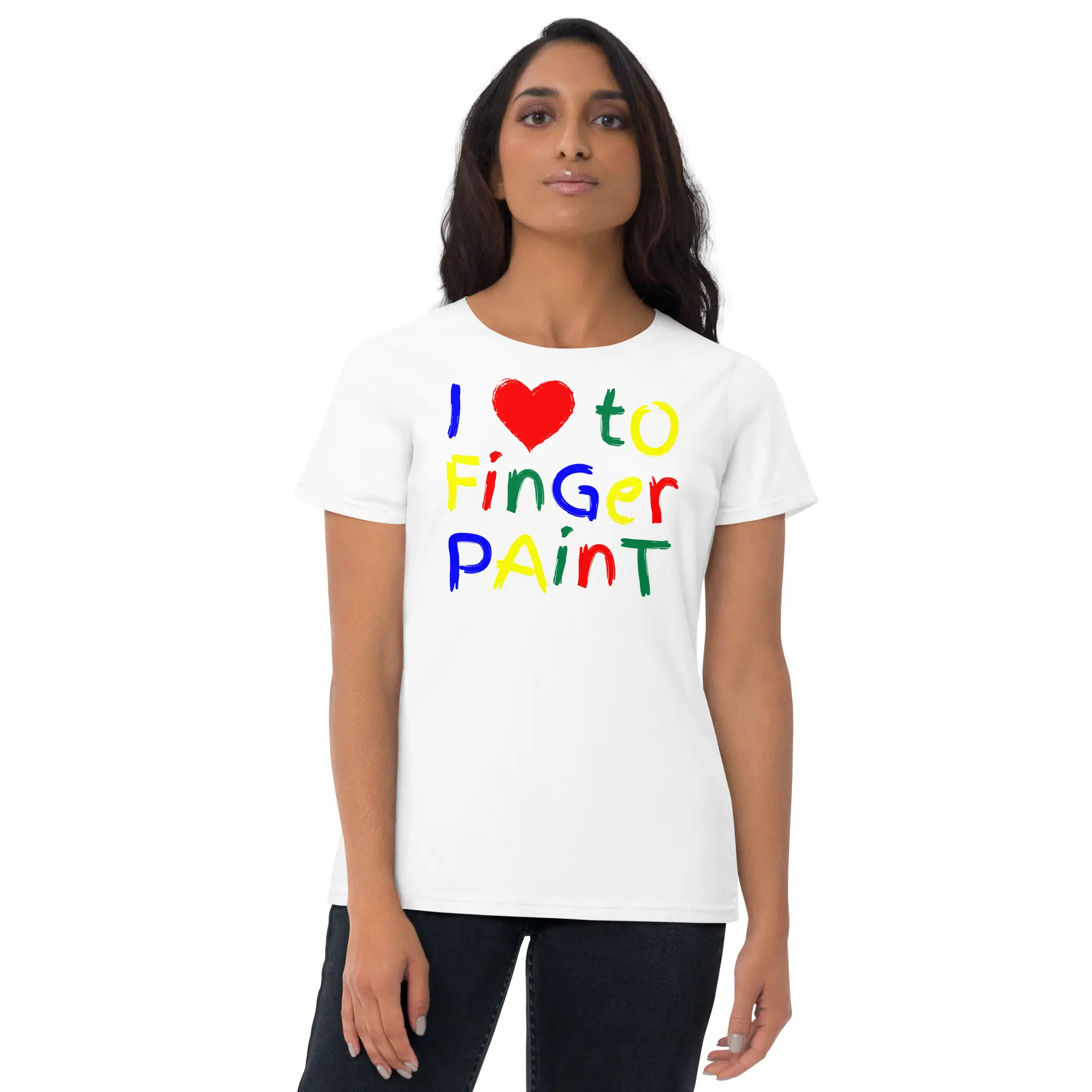 I Love To Finger Paint Women's T-Shirt (Matching Couple Tee with I’m Paint)
