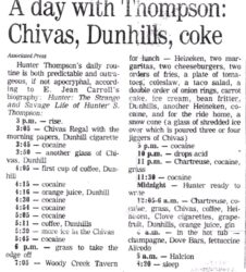 Hunter Thompson daily drugs consumption