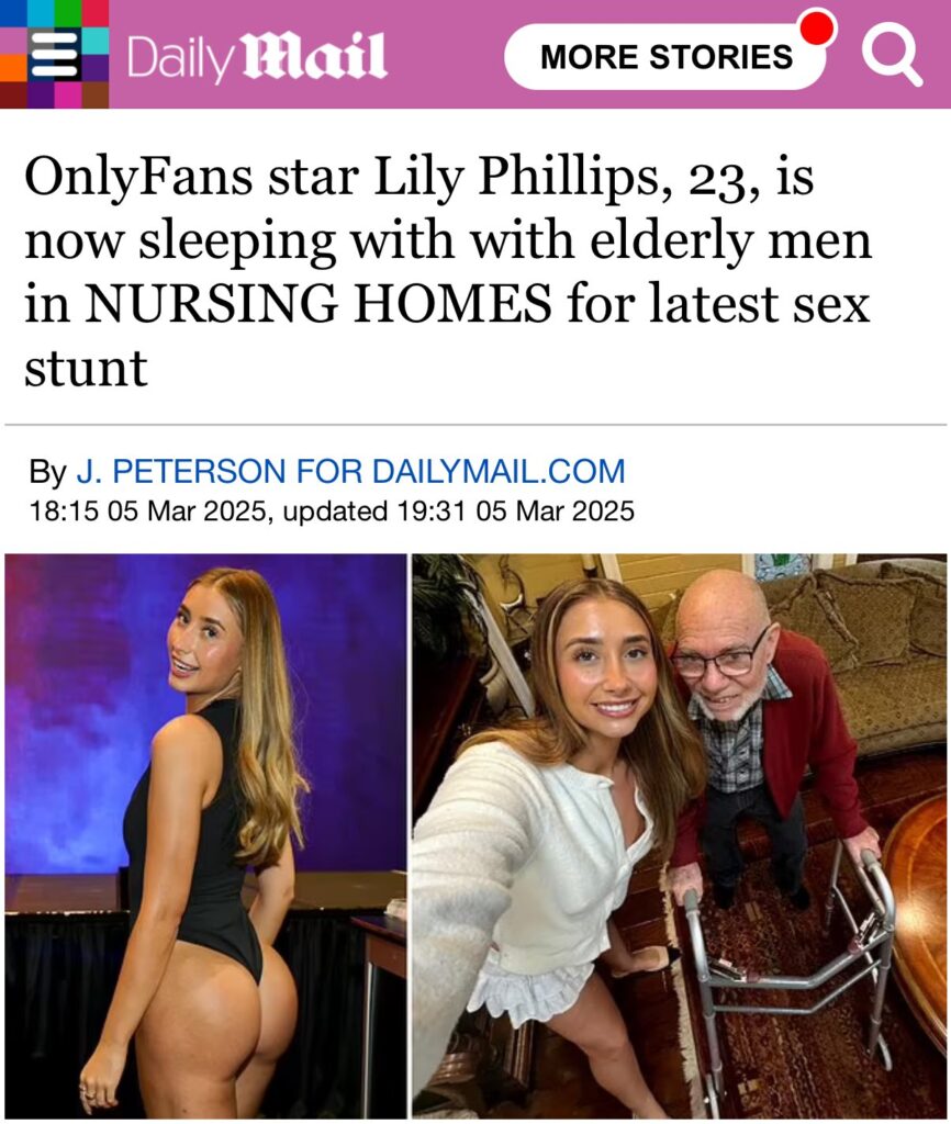 OnlyFans Lily Phillips is sleeping with elderly men in NURSING HOMES