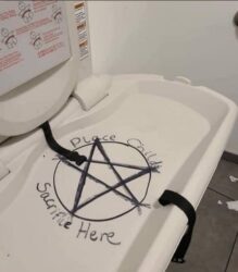 Place Child Sacrifice Here - Meanwhile at Walmart women's restroom