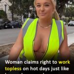 Women claims right to WORK TOPLESS on hot days just like her male co-workers