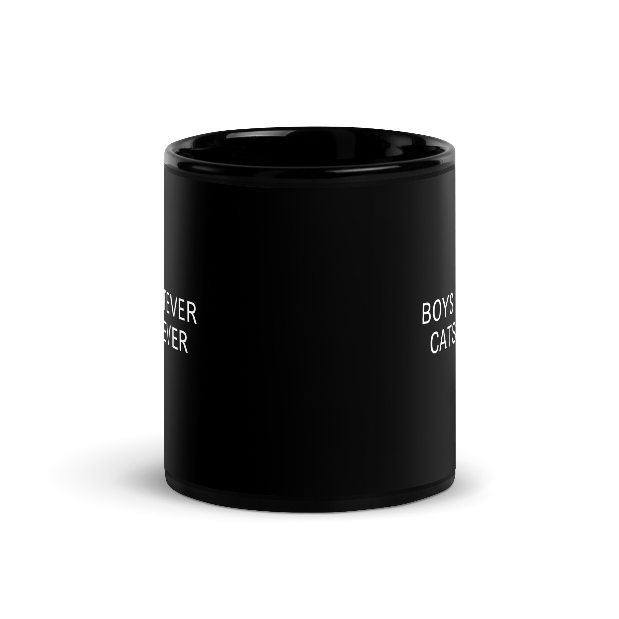 BOYS WHATEVER CATS FOREVER Black Coffee Mug - Image 3