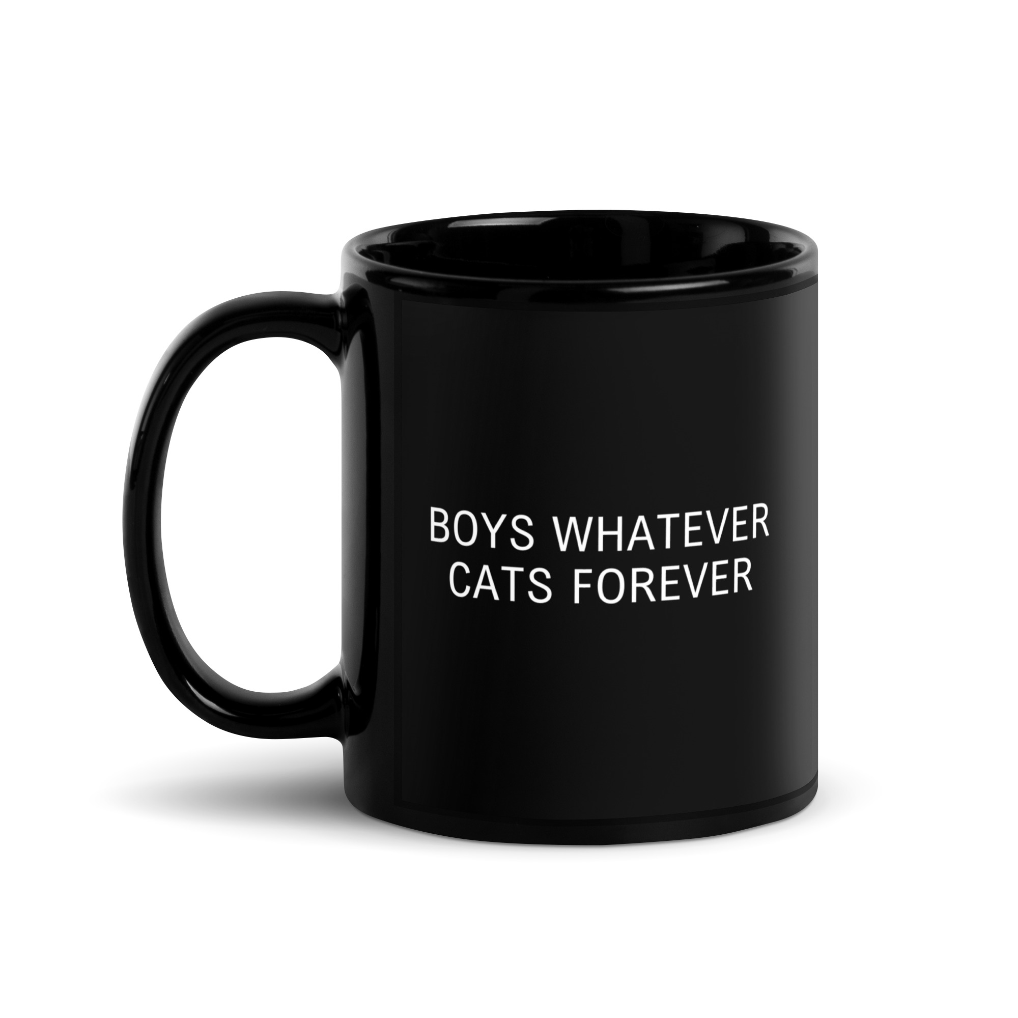 BOYS WHATEVER CATS FOREVER Black Coffee Mug - Image 2