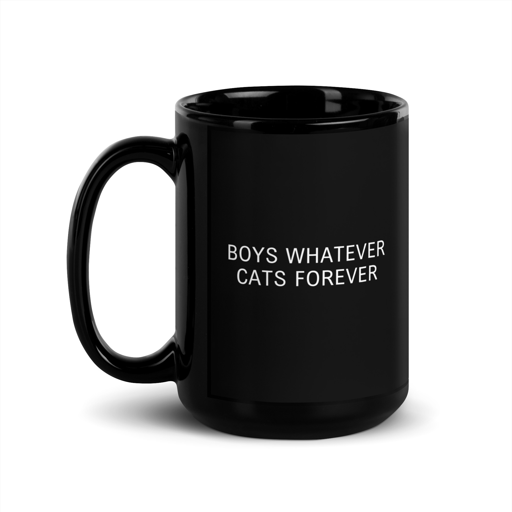 BOYS WHATEVER CATS FOREVER Black Coffee Mug - Image 4