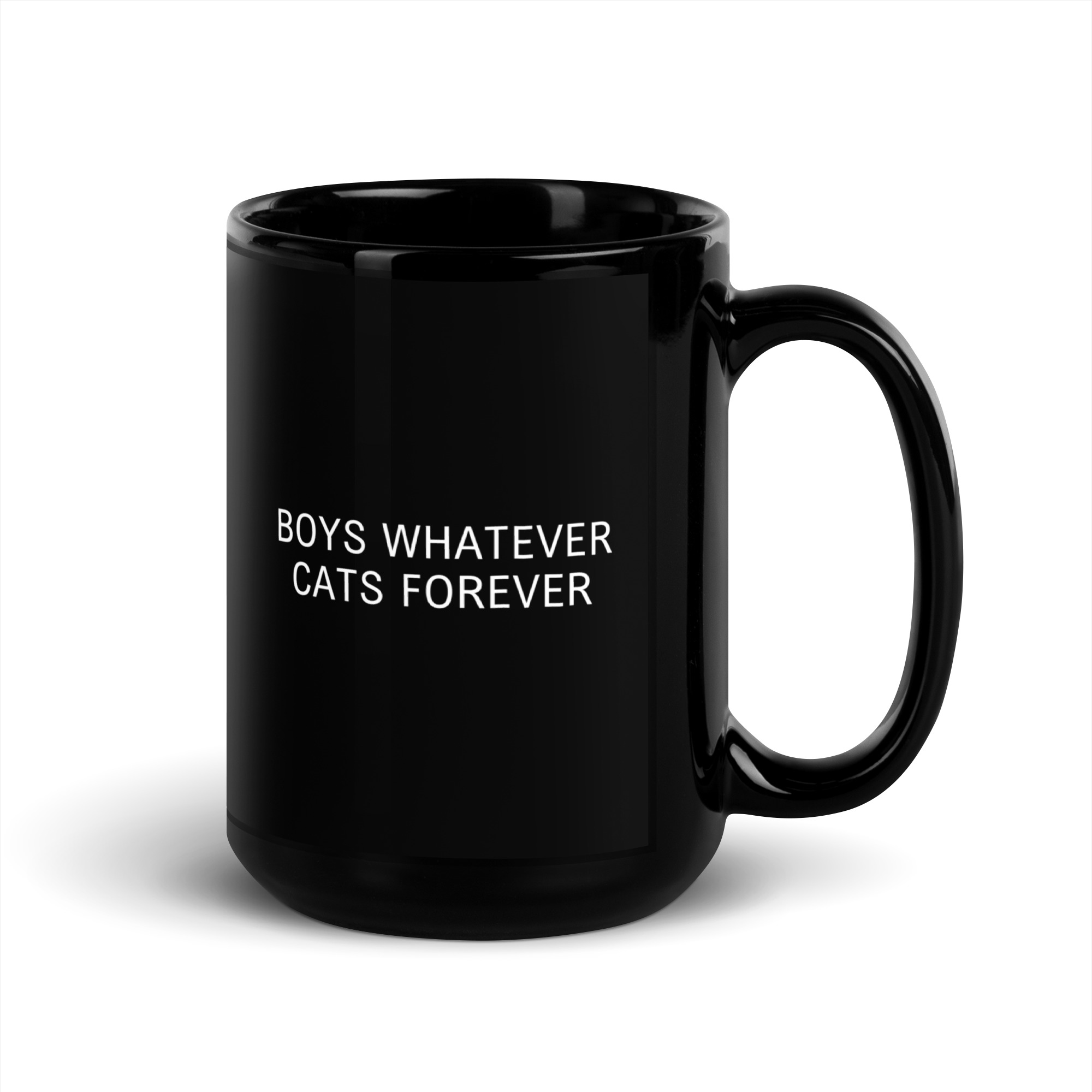 BOYS WHATEVER CATS FOREVER Black Coffee Mug - Image 5