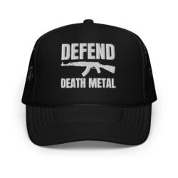 DEFEND DEATH METAL | AK-47 Machine Gun trucker hat (Embroidered)