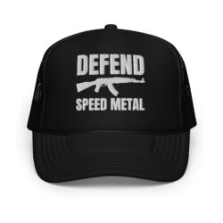 DEFEND SPEED METAL | AK-47 Machine Gun trucker hat (Embroidered)