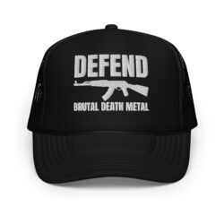DEFEND BRUTAL DEATH METAL | AK-47 Machine Gun trucker hat (Embroidered)