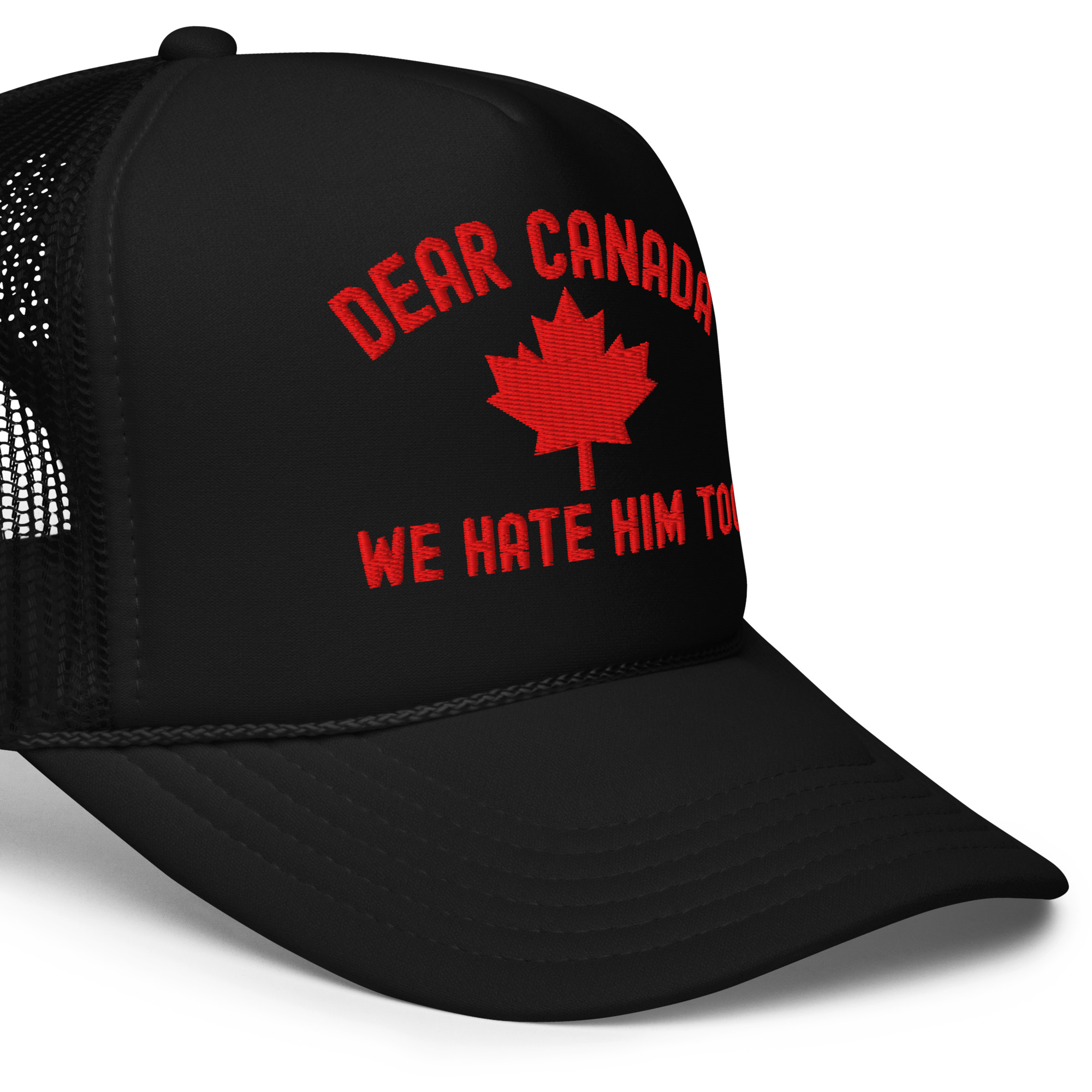 Dear Canada We Hate Him Too trucker hat - Image 2