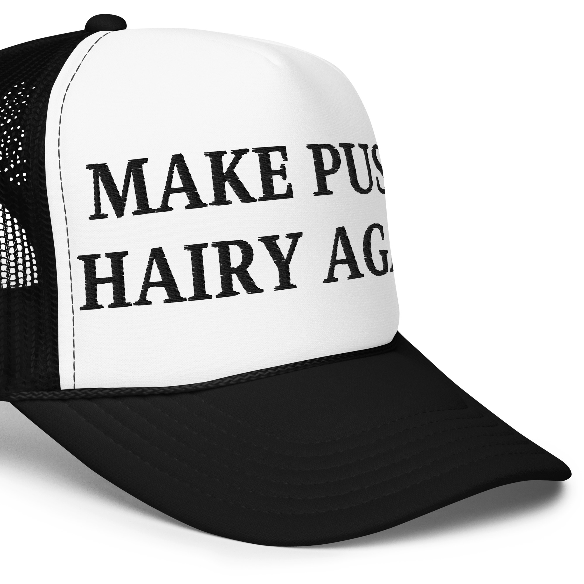 Make Pussy Hairy Again (in black letters) trucker hat - Image 2