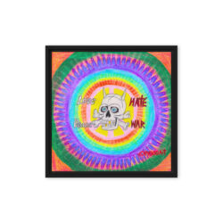 LOVE HATE PEACE WAR Framed Canvas Print (16″x16″) Ready to Hang